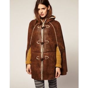 ASOS faux shearling cape jacket